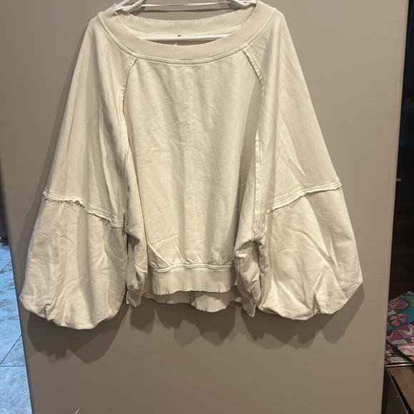 FREE PEOPLE Ivory Sweet Deets Sweatshirt XL Cupcake NWT - Picture 6 of 10